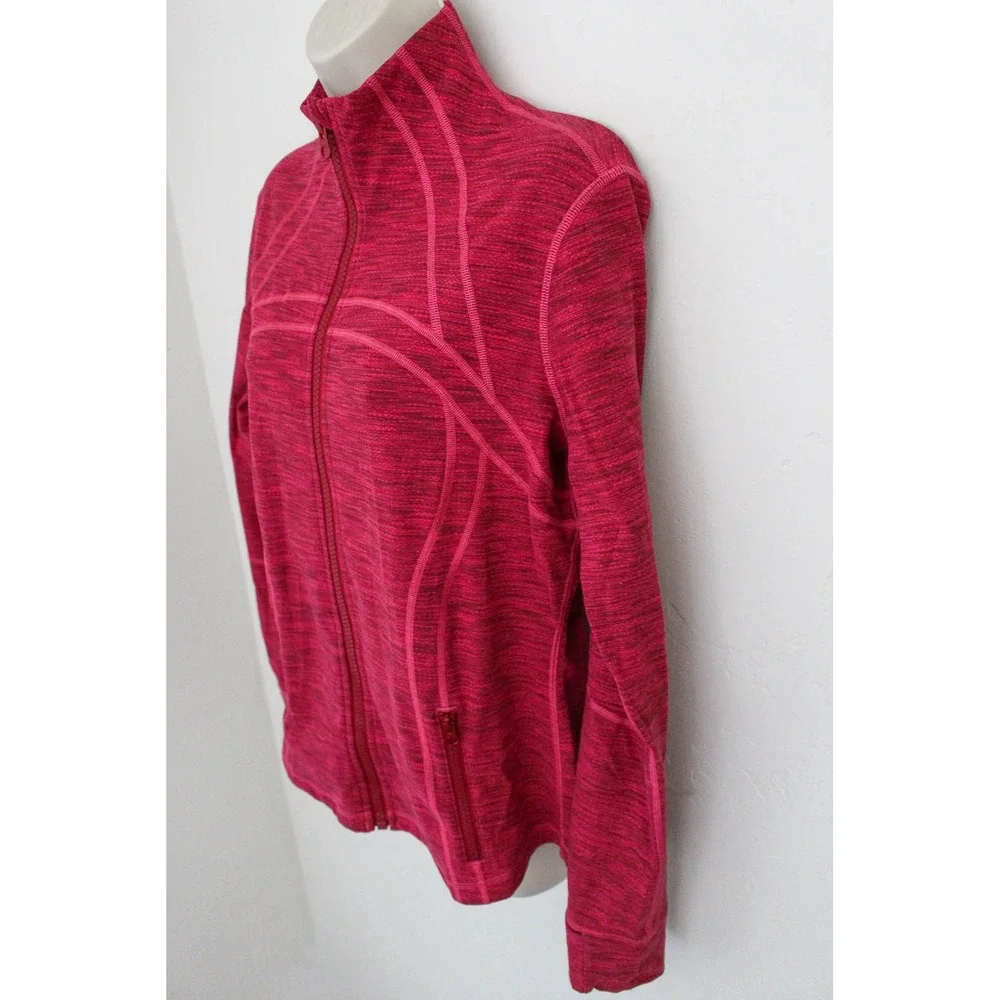 Lululemon Define Jacket Size 12 Pink Space Dye‎ Full Zip Thumbholes Original